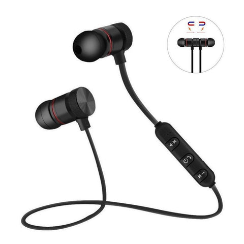 Wireless Bluetooth Earphones Metal Magnetic Stereo sports Bass Headset Earbuds